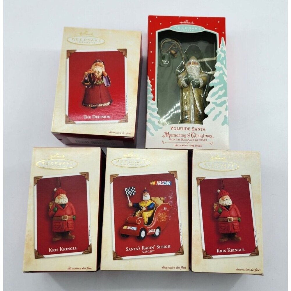 Lot of 5 Hallmark Keepsake Mini Ornaments Santa Themed Original‎ Boxes Christmas